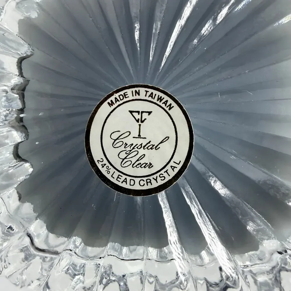 Vintage Crystal Clear 24% Lead Crystal Quartz Mantel Clock Taiwan Luxury Decor